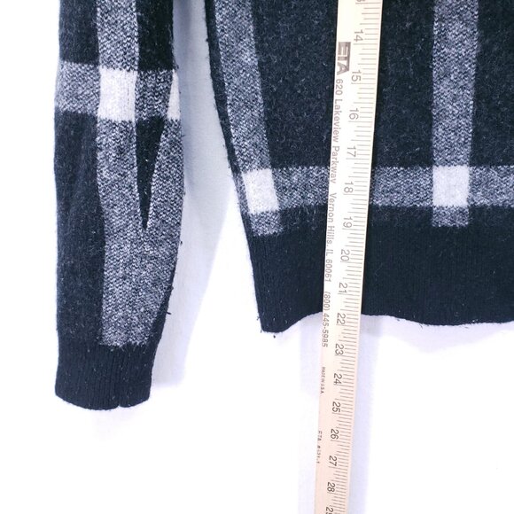 Banana Republic Sweater M Plaid Wool Blend Crewneck Black & White Preppy Y2K - Picture 5 of 16